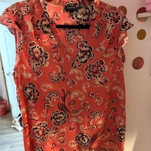 Who What Wear Coral Floral Blouse